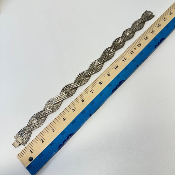 Kenneth Lane Rhinestone Twist Design Choker‎ Necklace Signed Silver-Tone Sparkle - Picture 3 of 7